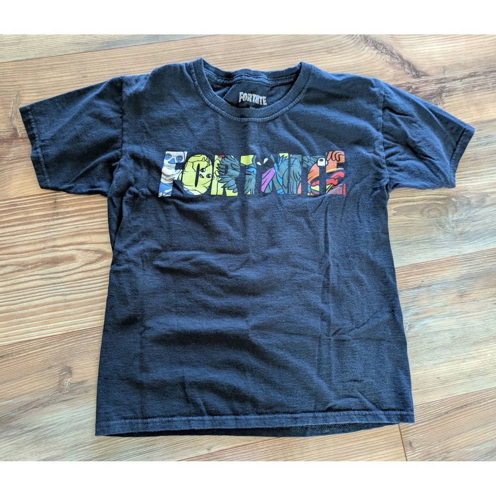 Fortnite Black Logo Graphic Print Crew Neck Short Sleeve T-Shirt Youth 10-12